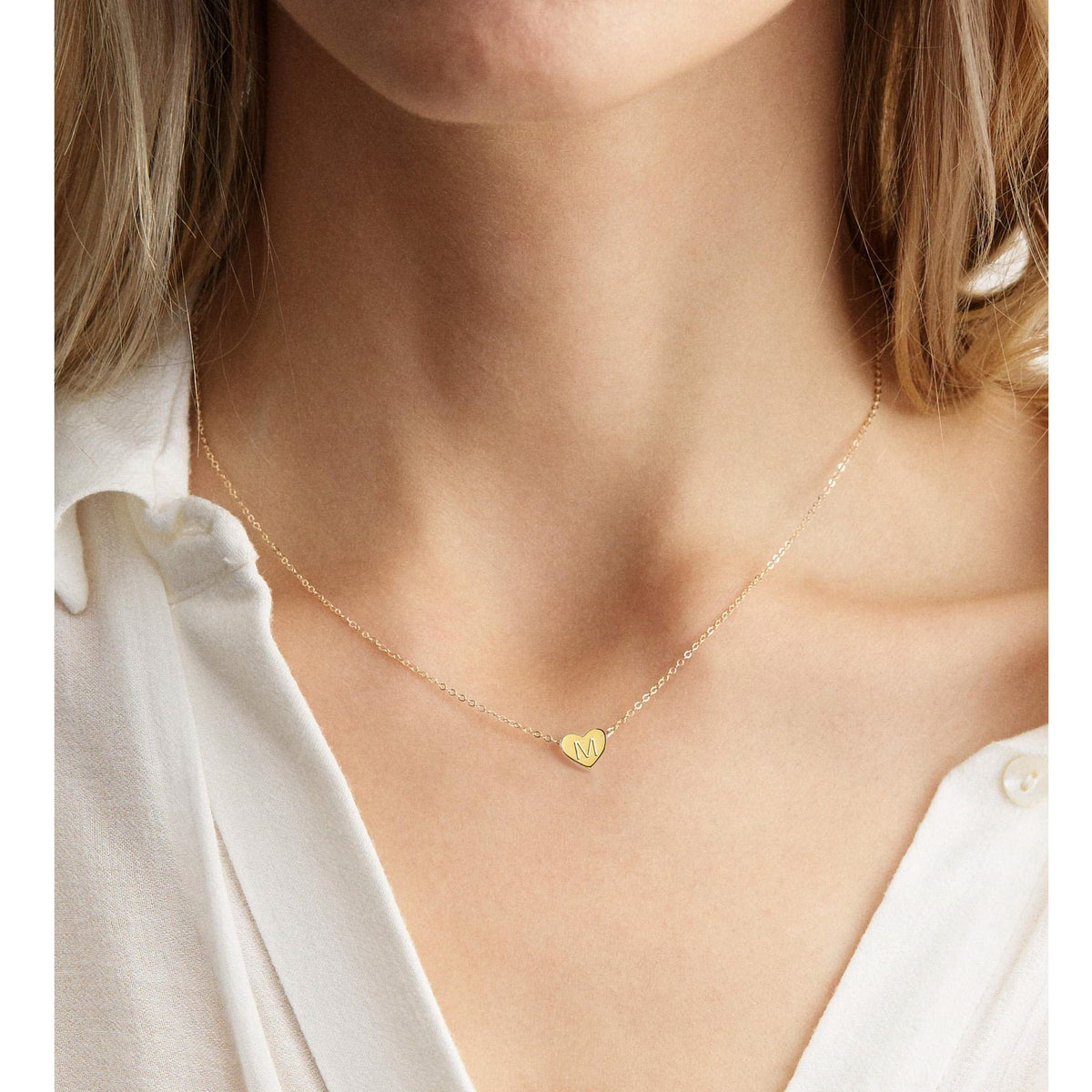 Stainless Steel Heart Letter Pendant Necklace