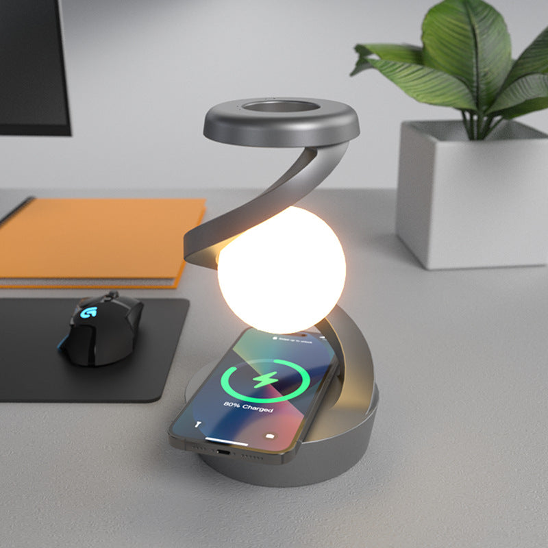Smart Rotating Floating USB Desk Lamp with RGB Light and Wireless Charger