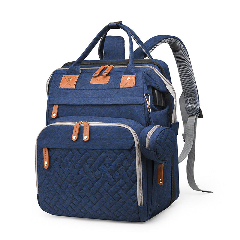 Multifunctional Mommy Bag with Mosquito Net Folding Crib Backpack for Baby Travel