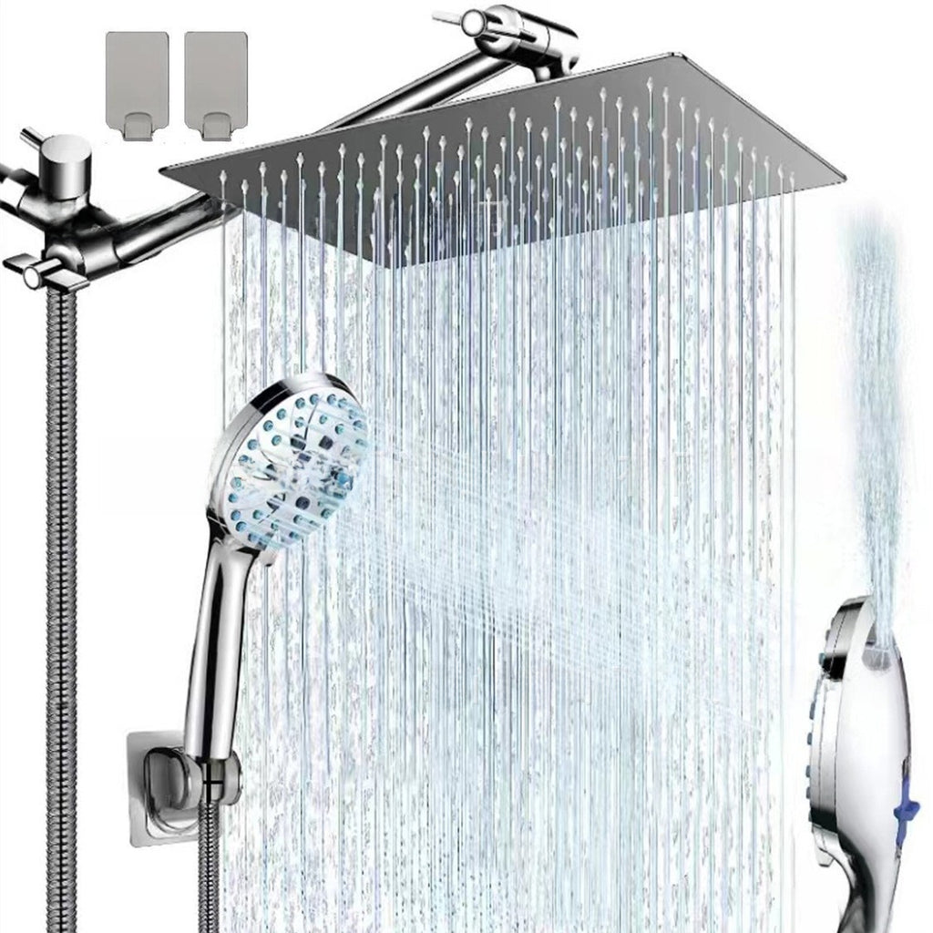 Stainless Steel Shower Set with 8 Functions and Extension Rod