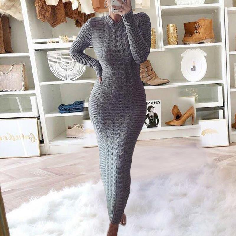 Twisted Long Sleeve Knit Dress