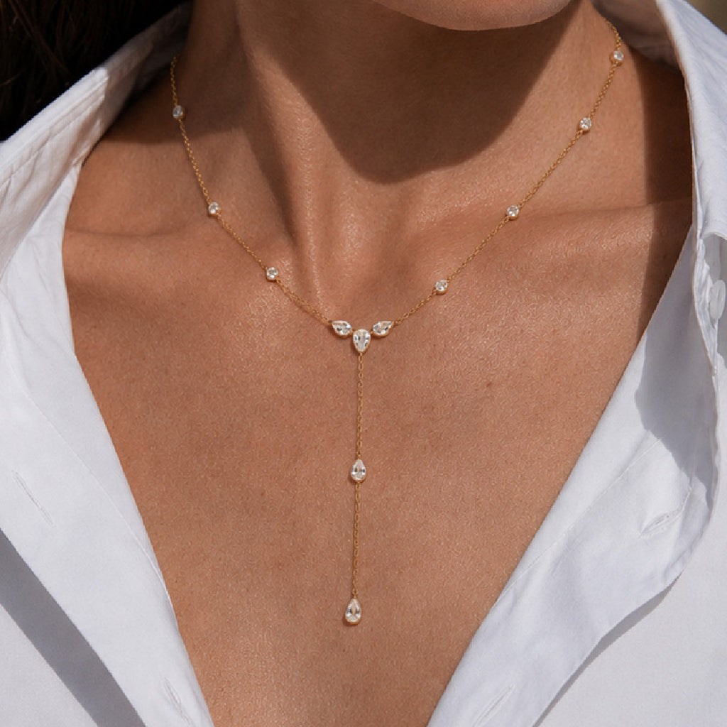 Stylish Teardrop Zircon Y-Shape Clavicle Necklace