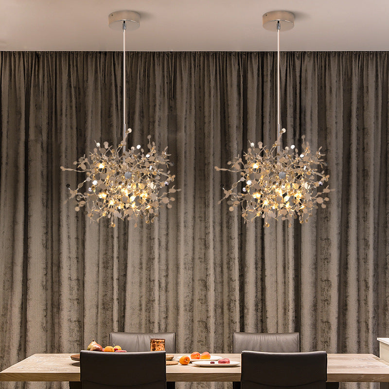 Stainless Steel Decorative Pendant Light Luxury Nordic Chandelier for Living Room Restaurant