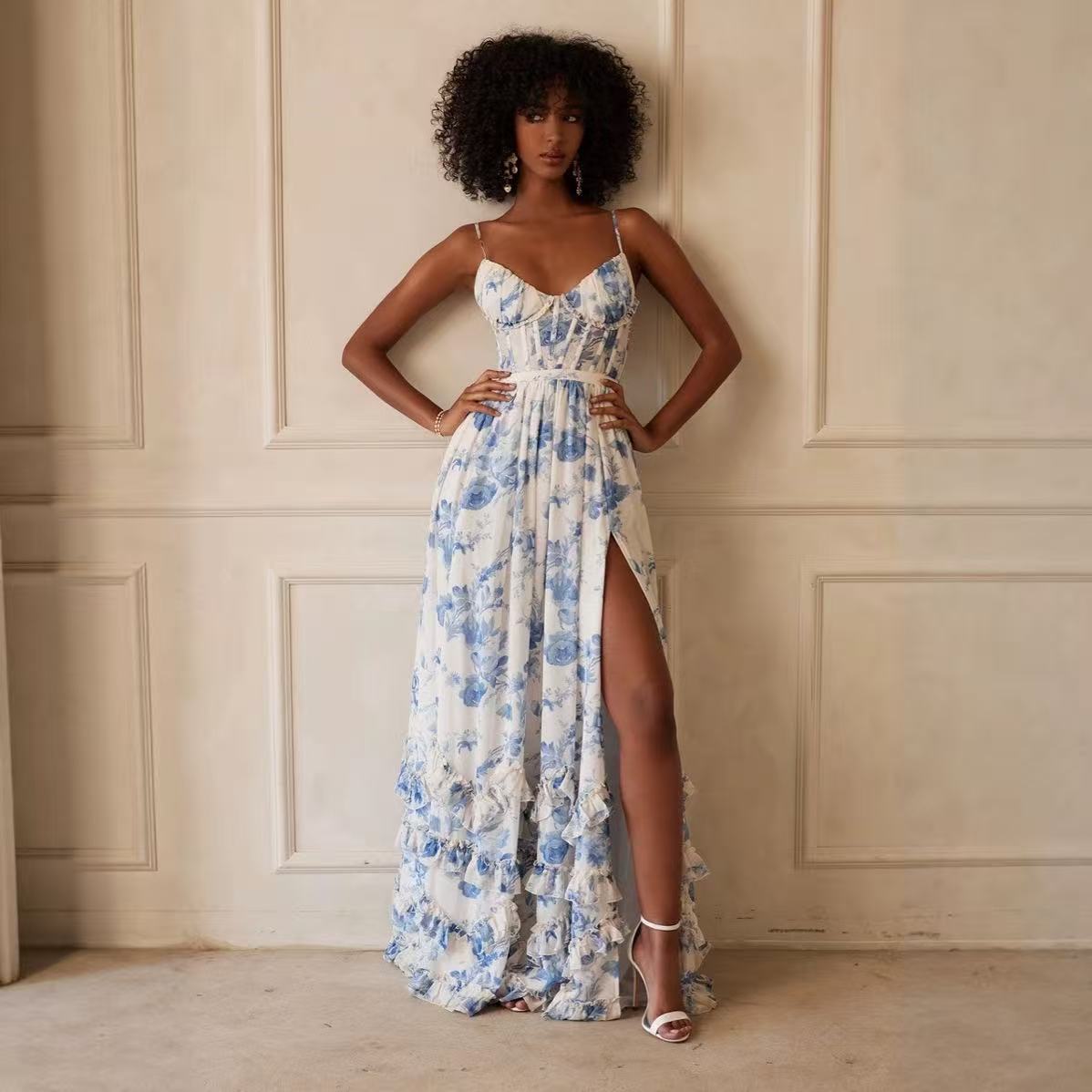 Women's Strapless Chiffon Maxi Dress