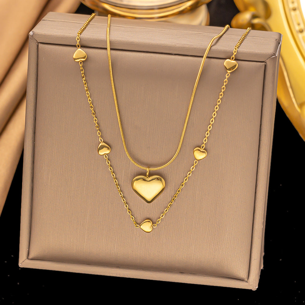 Titanium Steel Heart-Shaped Necklace for Women Fashion Heart Pendant Necklace