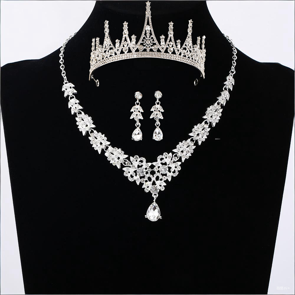 Bridal Crown Tiara Three-Piece Set