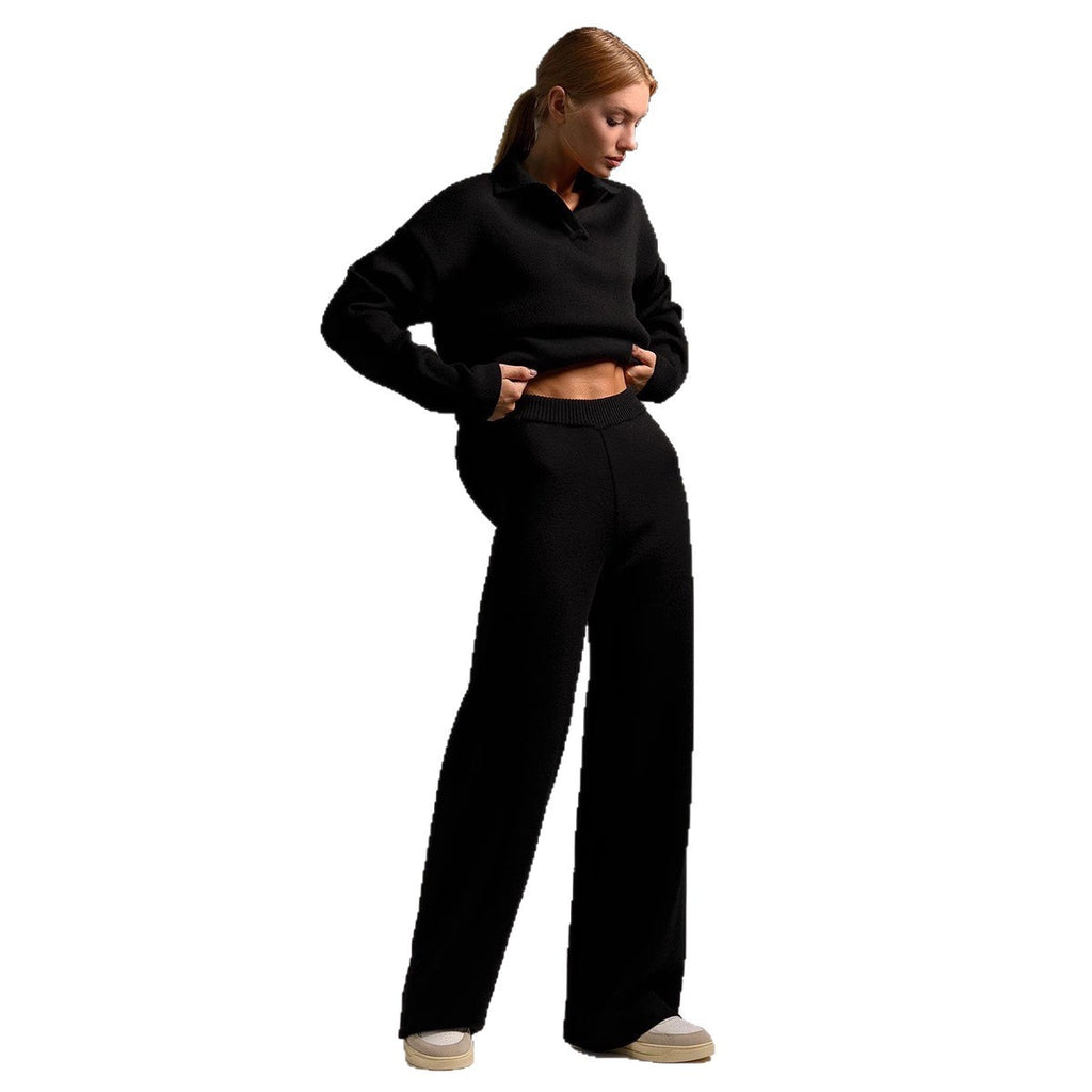 Women's casual long-sleeved solid-color sports outfit