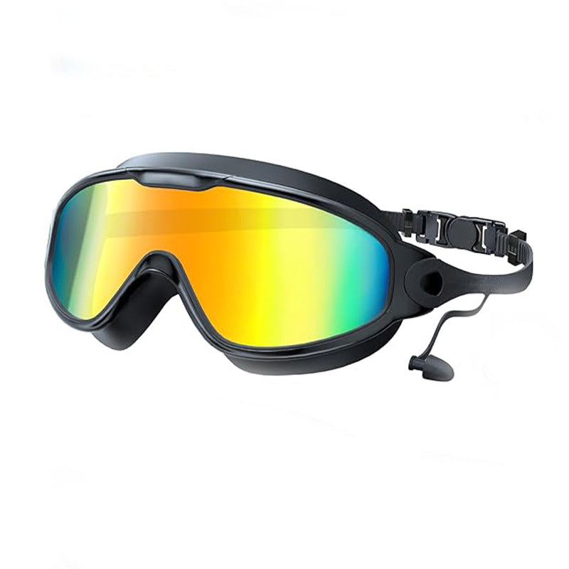 Large Frame Anti-Fog Swimming Goggles with Earplugs