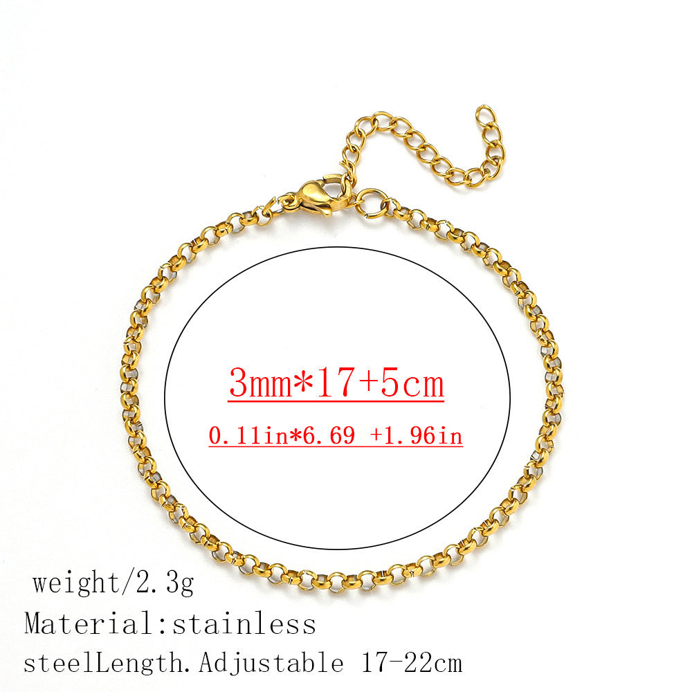 316L Titanium Steel Bracelet Waterproof Hypoallergenic Gold Plated Chain Jewelry for Men Women Unisex Fashion Accessories