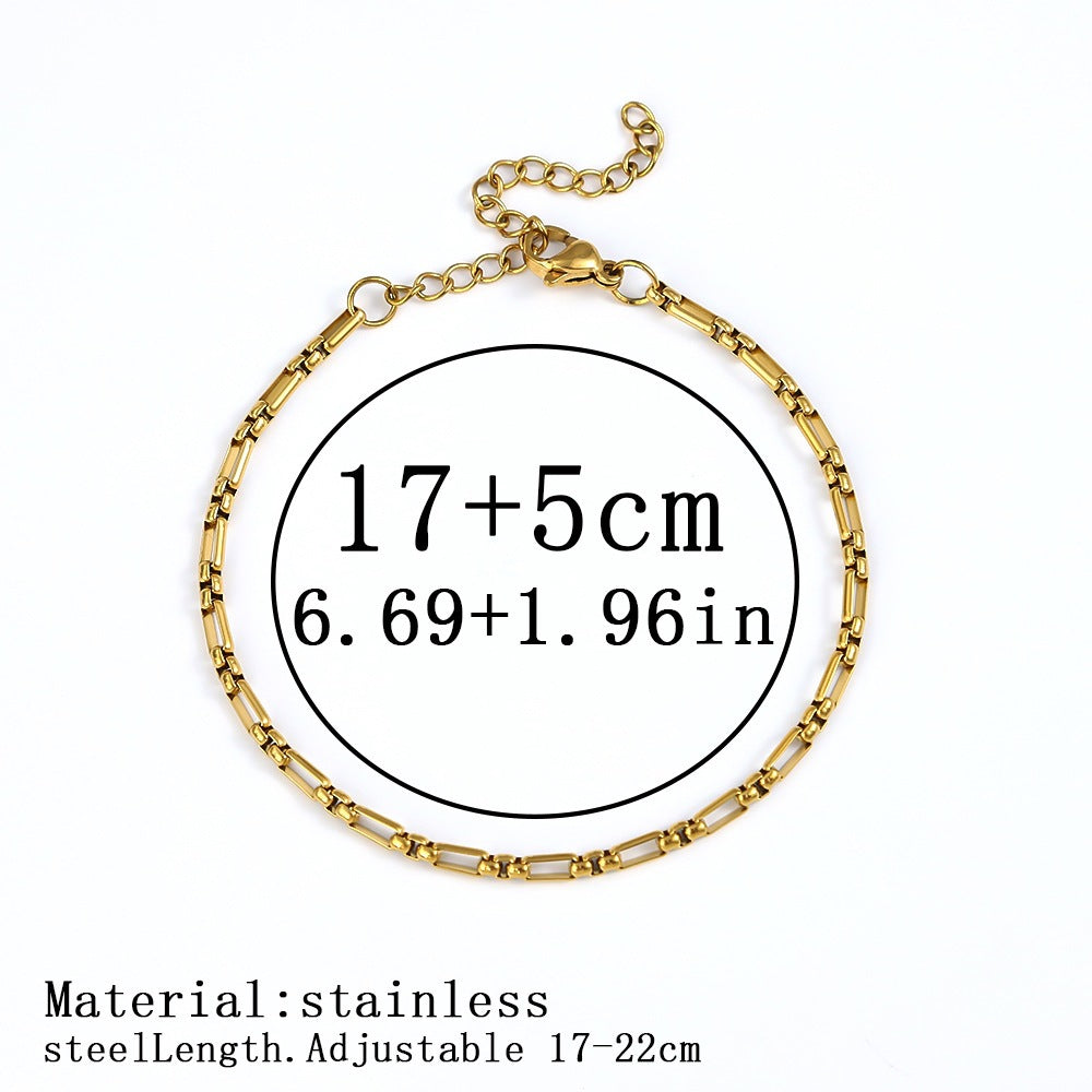 316L Titanium Steel Bracelet Waterproof Hypoallergenic Gold Plated Chain Jewelry for Men Women Unisex Fashion Accessories