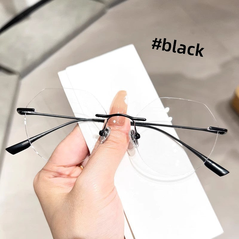 Rimless Photochromic Glasses Anti Blue Light Square Frame
