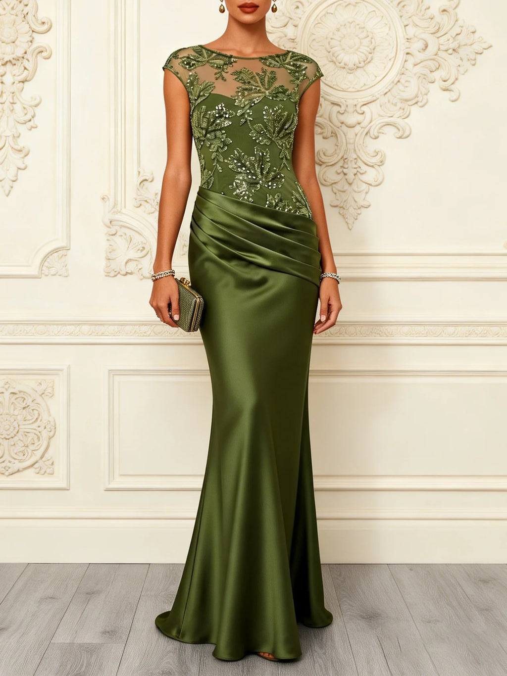 Net fabric embroidered floral deep V backless cocktail dress