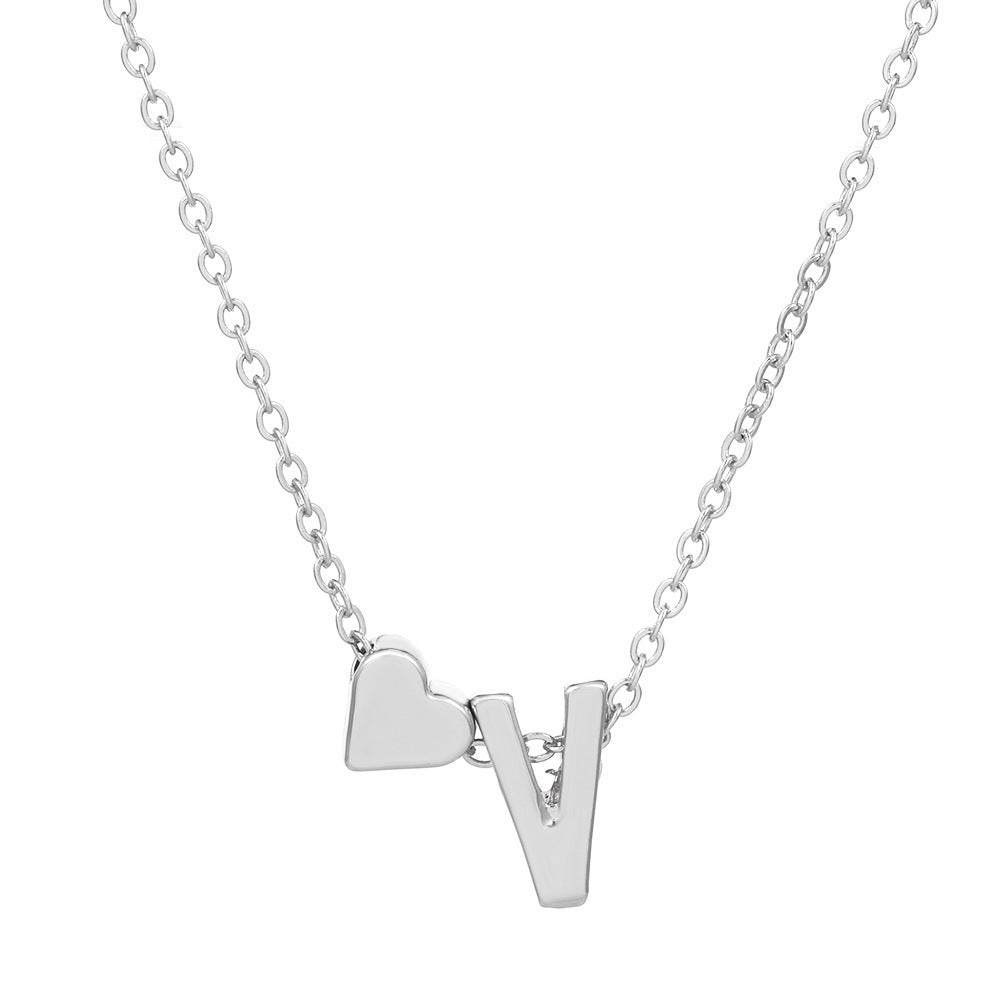 Heart Letter Necklace and Bracelet Set