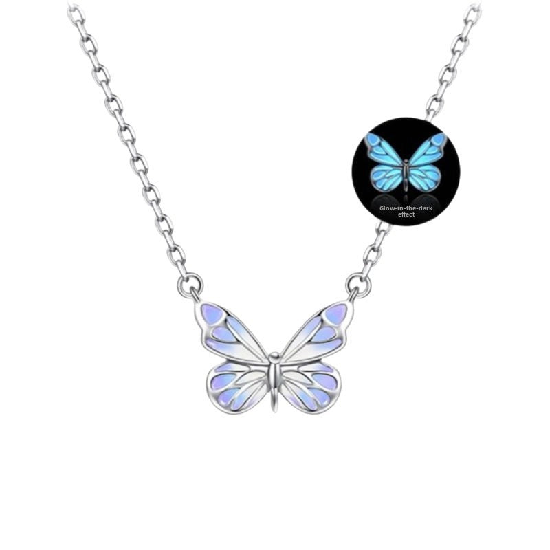 Luminous Butterfly Pendant Necklace