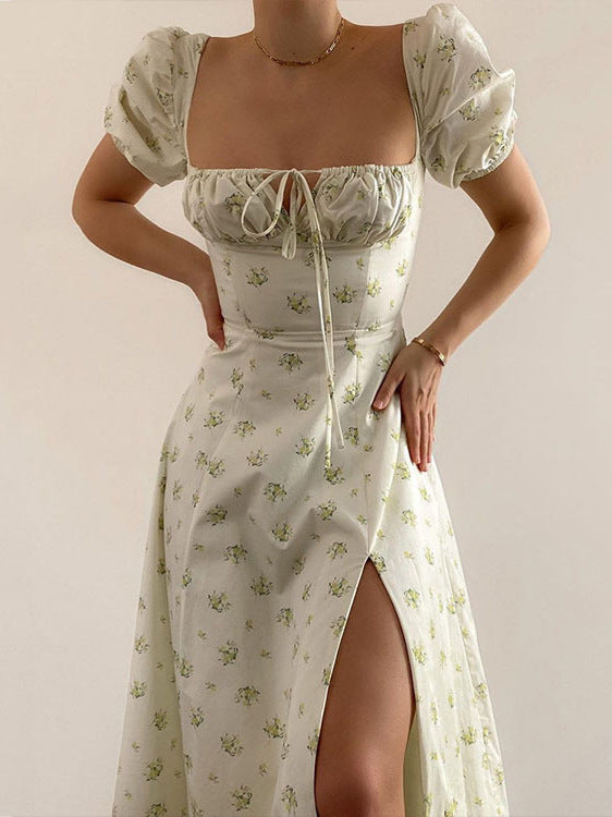 Floral Backless Slit Dress