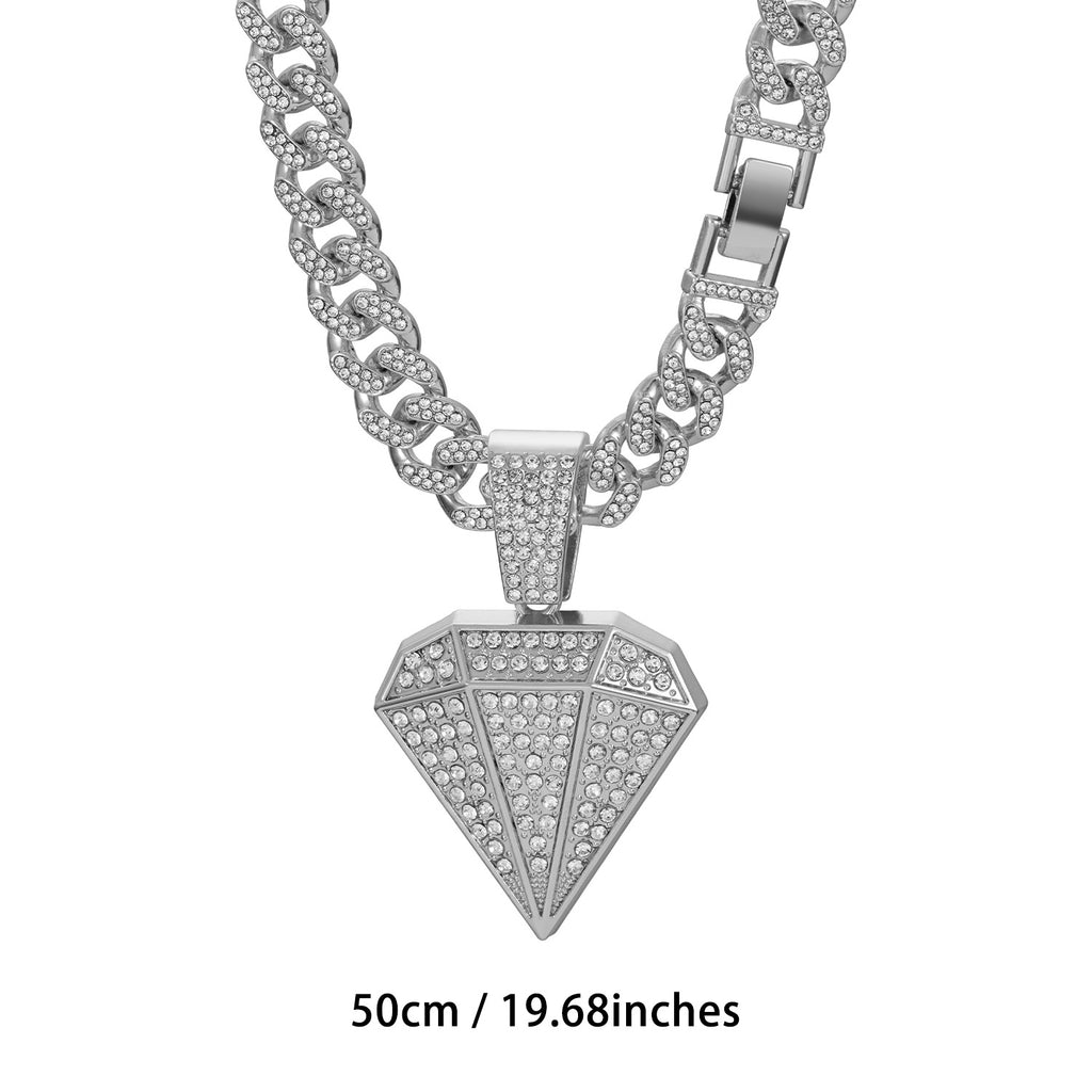 Double Layer Diamond Pendant Necklace