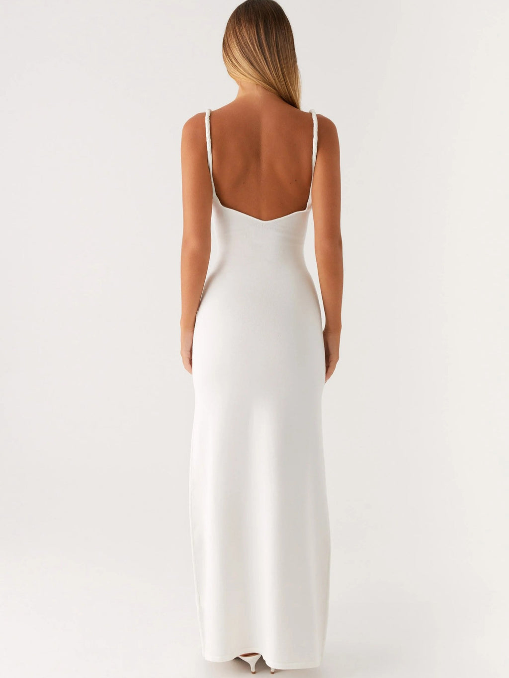 Deep V backless halter dress