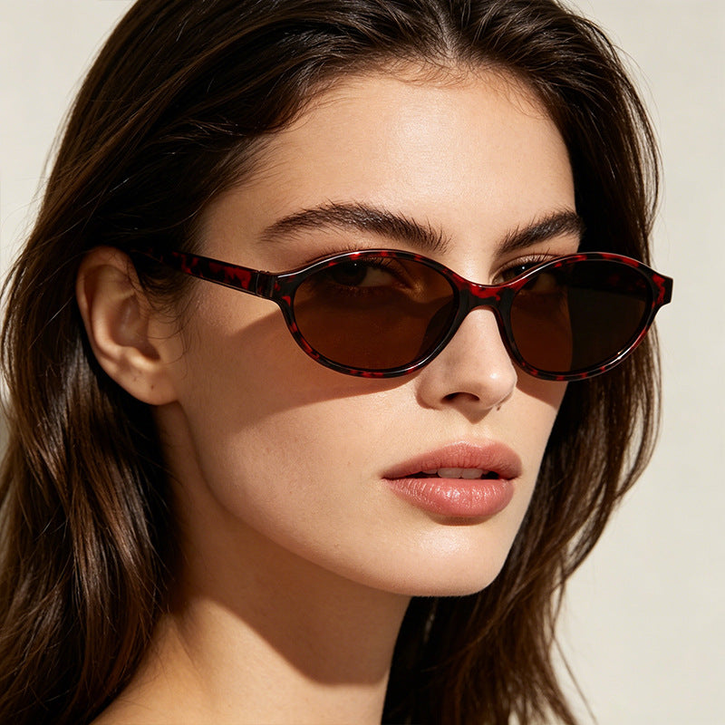 Women's Oval Cat-Eye UV400 Sunglasses Lightweight PC Frame