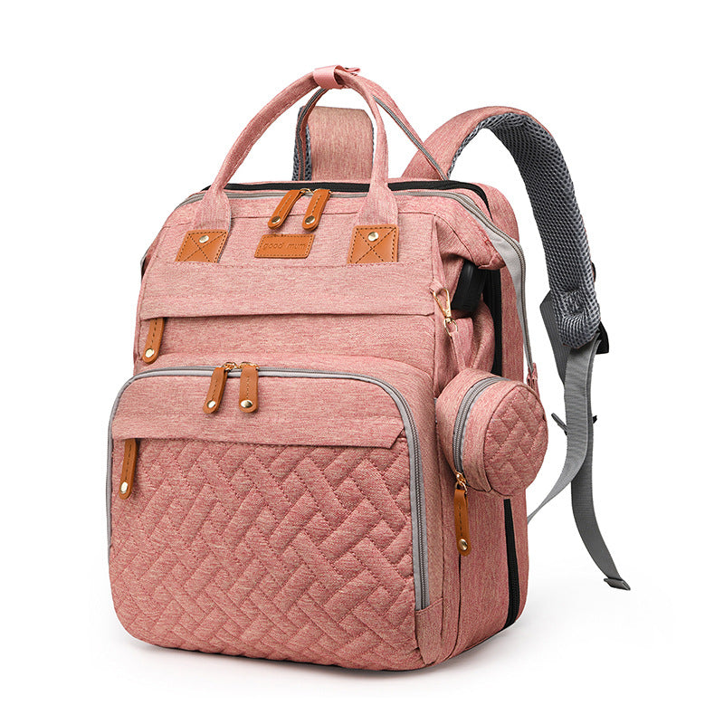 Multifunctional Mommy Bag with Mosquito Net Folding Crib Backpack for Baby Travel