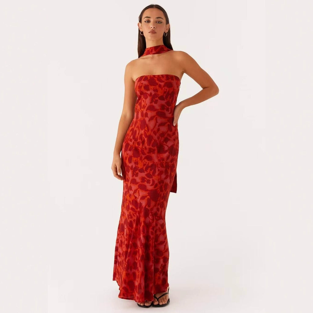 Floral Print Chiffon Bodycon Dress