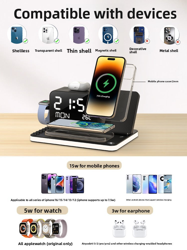 Dual Phone Three-in-One Wireless Charger Dock