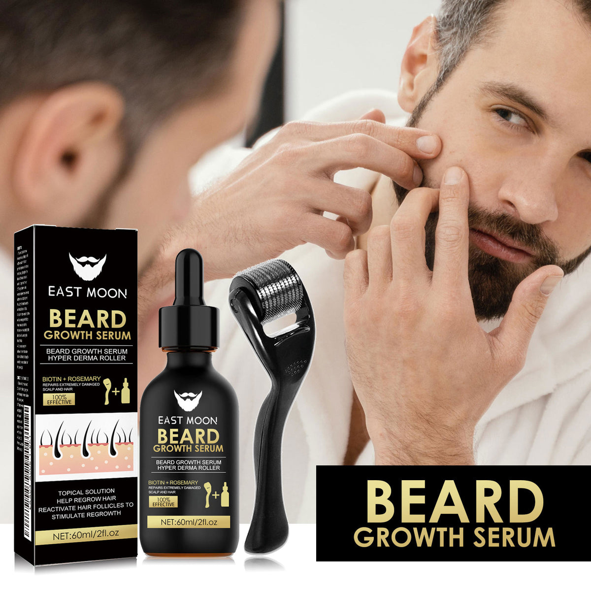Beard Care Essence Set with Facial Roller