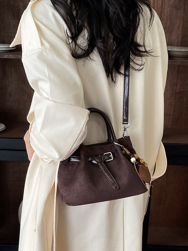 Retro Suede Crossbody Bag with Adjustable Strap