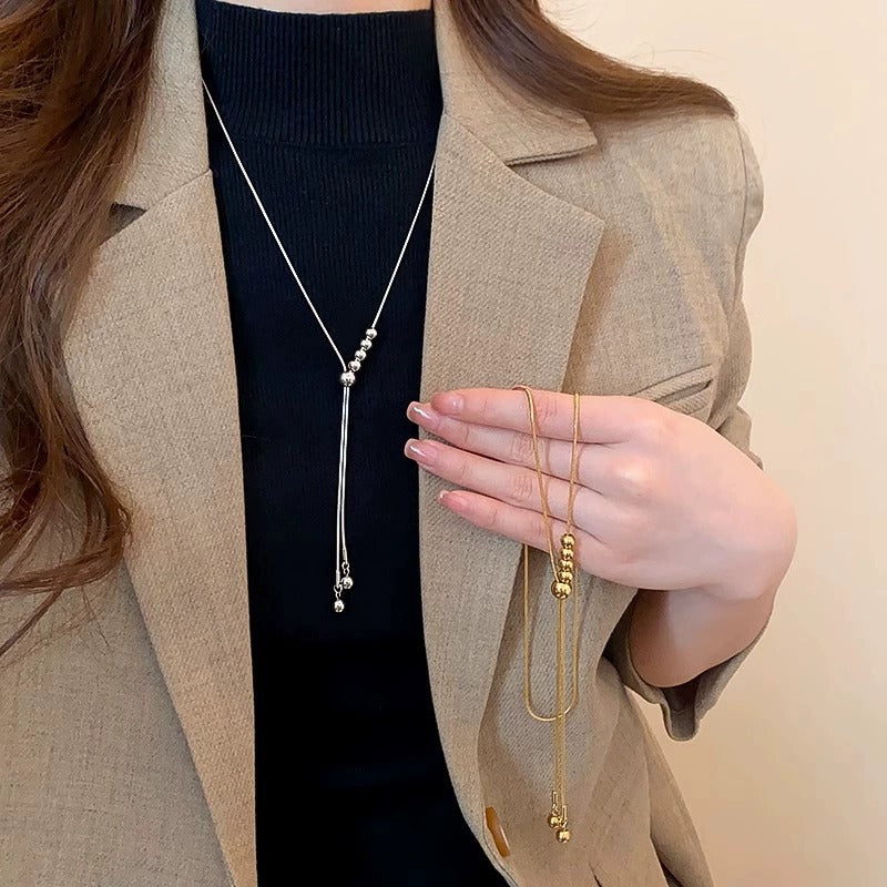 Metal Bead Sweater Chain