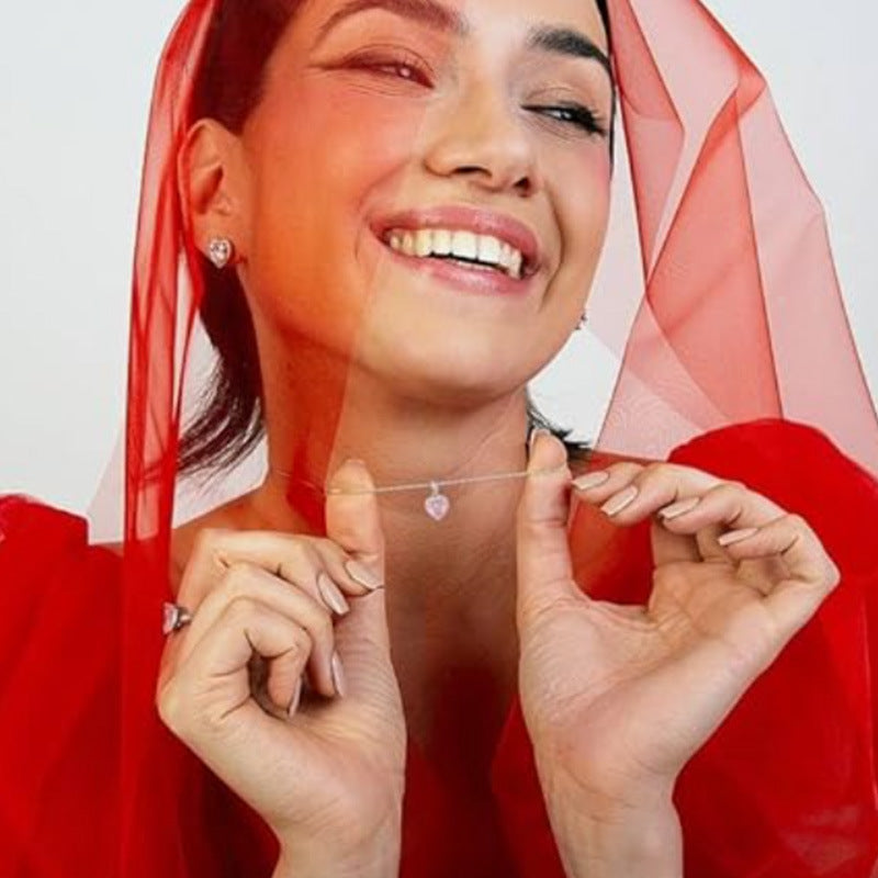 Heart Pendant Cross Chain Necklace