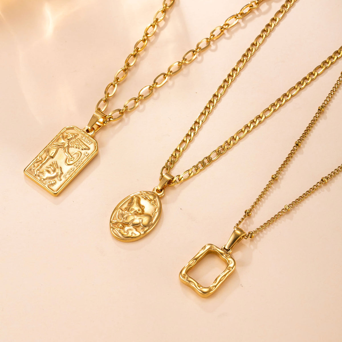 Geometric Layered Stainless Steel Necklace