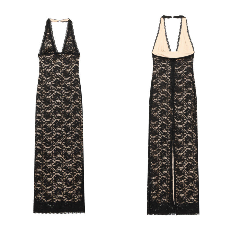 Lace Halter Neck Bodycon Dress
