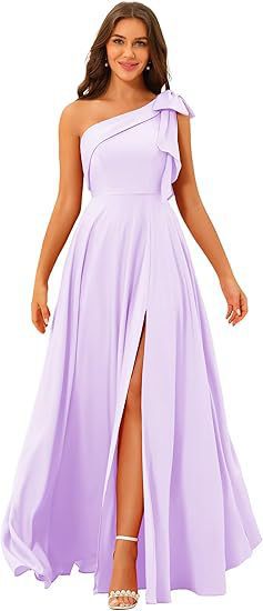 One-Shoulder Bow Tie Evening Dress
