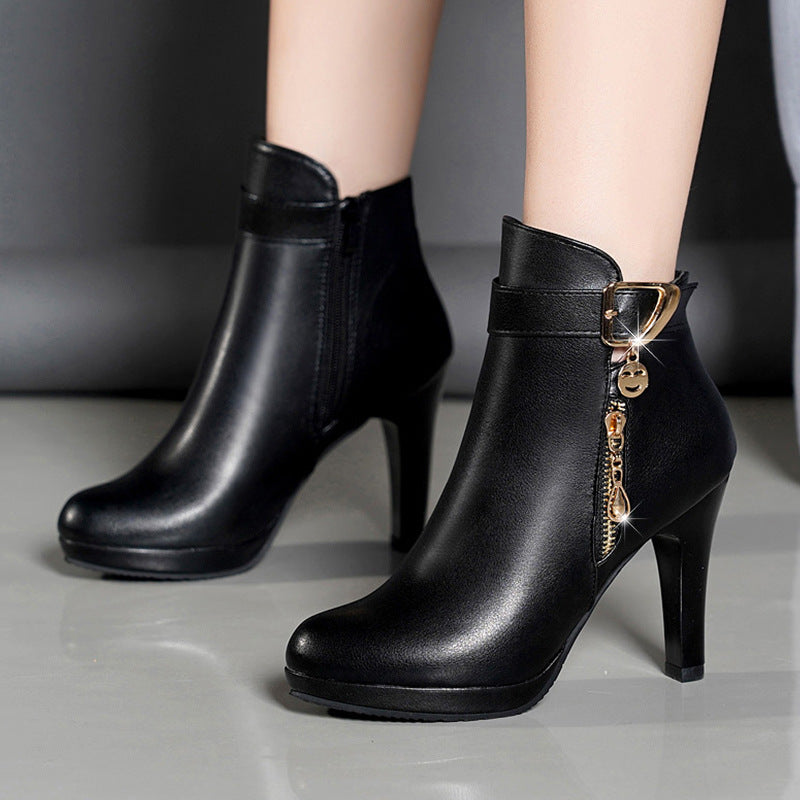 Women Stiletto Heel Ankle Boots Pointed Toe PU Fashion Boots