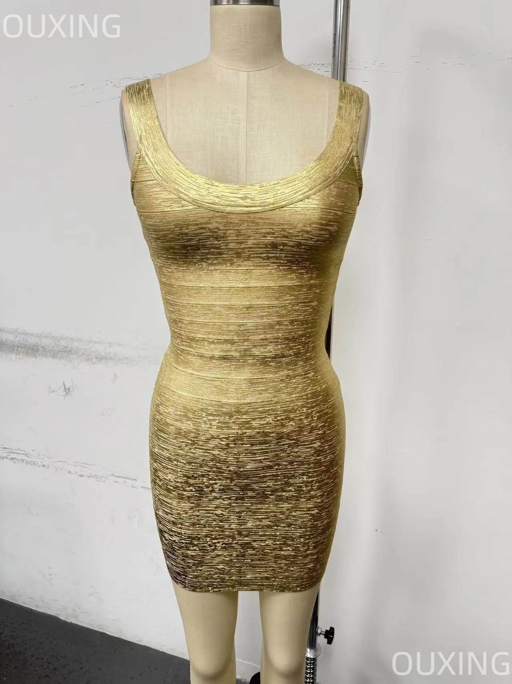 Gold Foil Spaghetti Strap Bodycon Dress