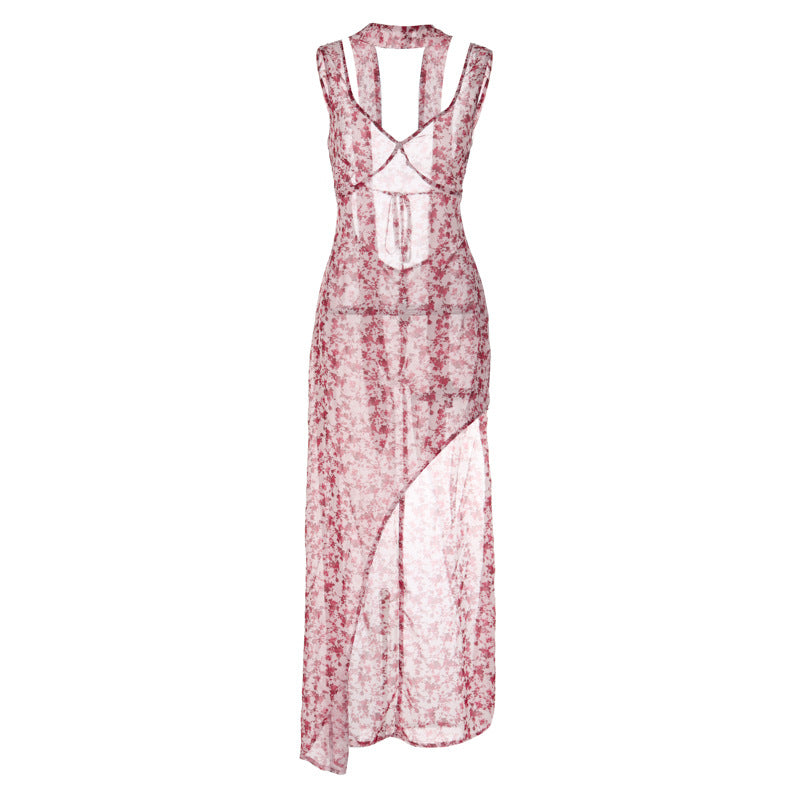 Floral Backless Tie-Up Dress