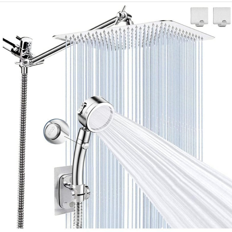 Stainless Steel Shower Set with 8 Functions and Extension Rod