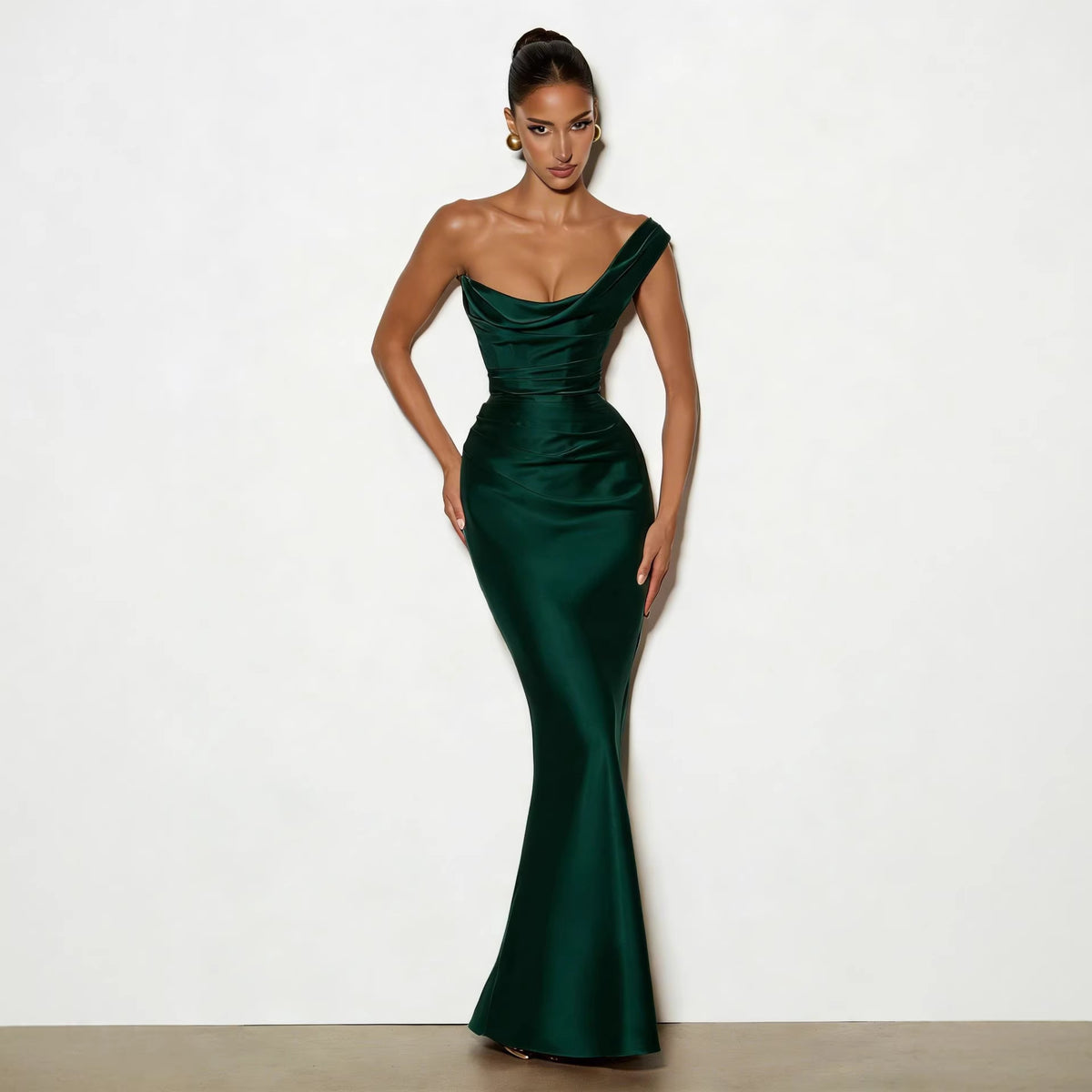 One-Shoulder Sleeveless Evening Dress