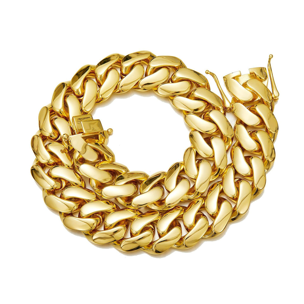 Stainless Steel Gold Plated Cuban Chain Necklace