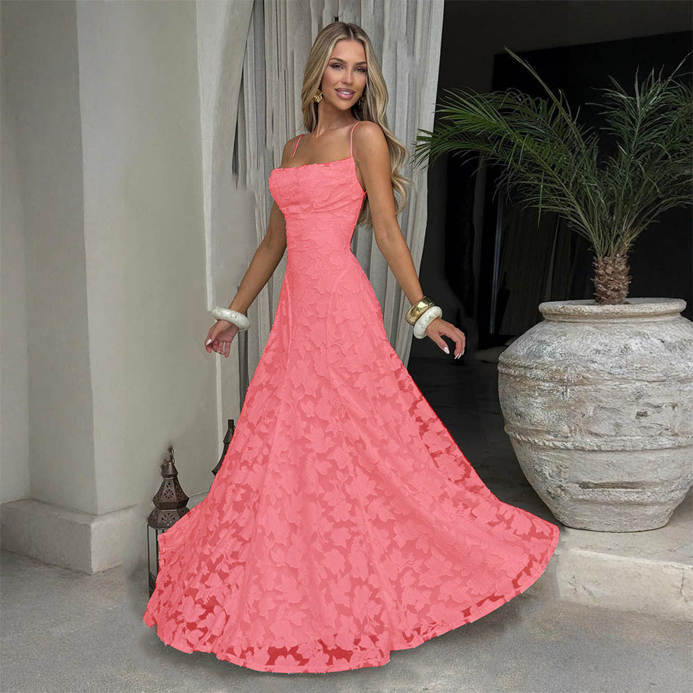 Elegant Lace Backless Evening Dress