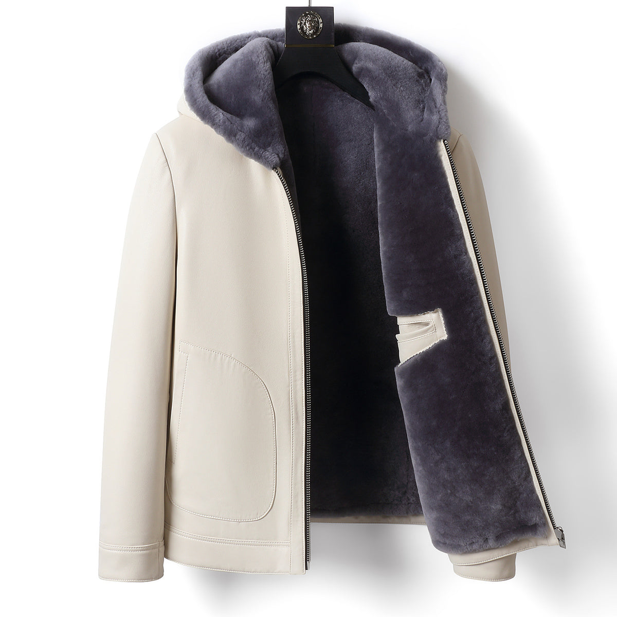 Men's winter leather-and-fur jacket