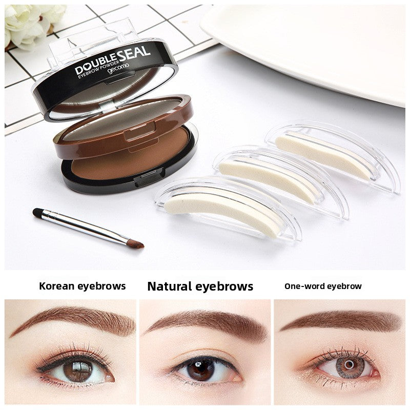 Double-layer, double-color lazy-person stamp mascara powder