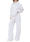 Standing collar half-zip long-sleeved pants
