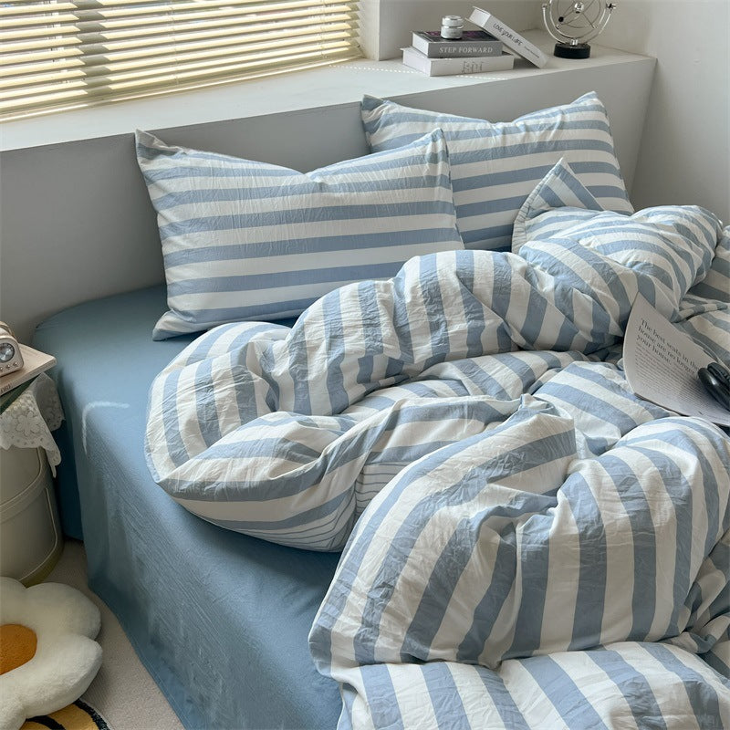 Washed Cotton Double-Layer Yarn Bedding Four-Piece Set