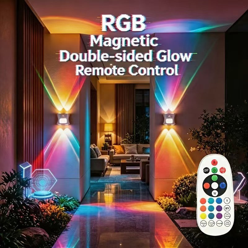 RGB Gradient Motion Sensor Rechargeable Magnetic Cat Eye Wall Lamp with Remote