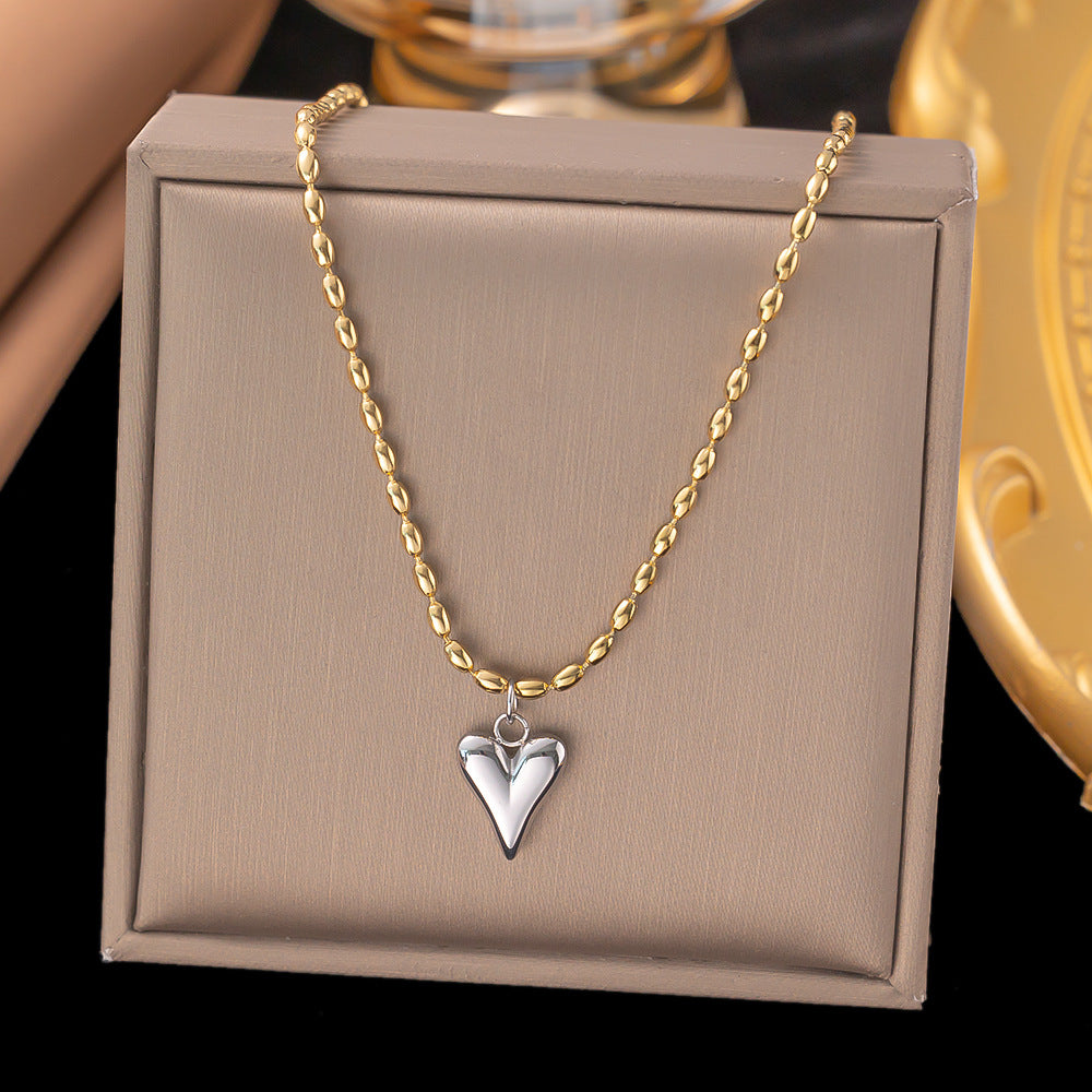 Titanium Steel Heart-Shaped Necklace for Women Fashion Heart Pendant Necklace