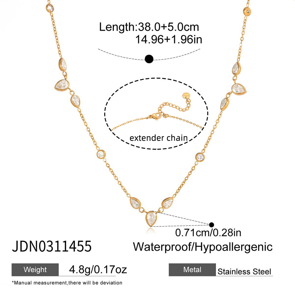 Titanium Steel Zircon Pendant Necklace for Women