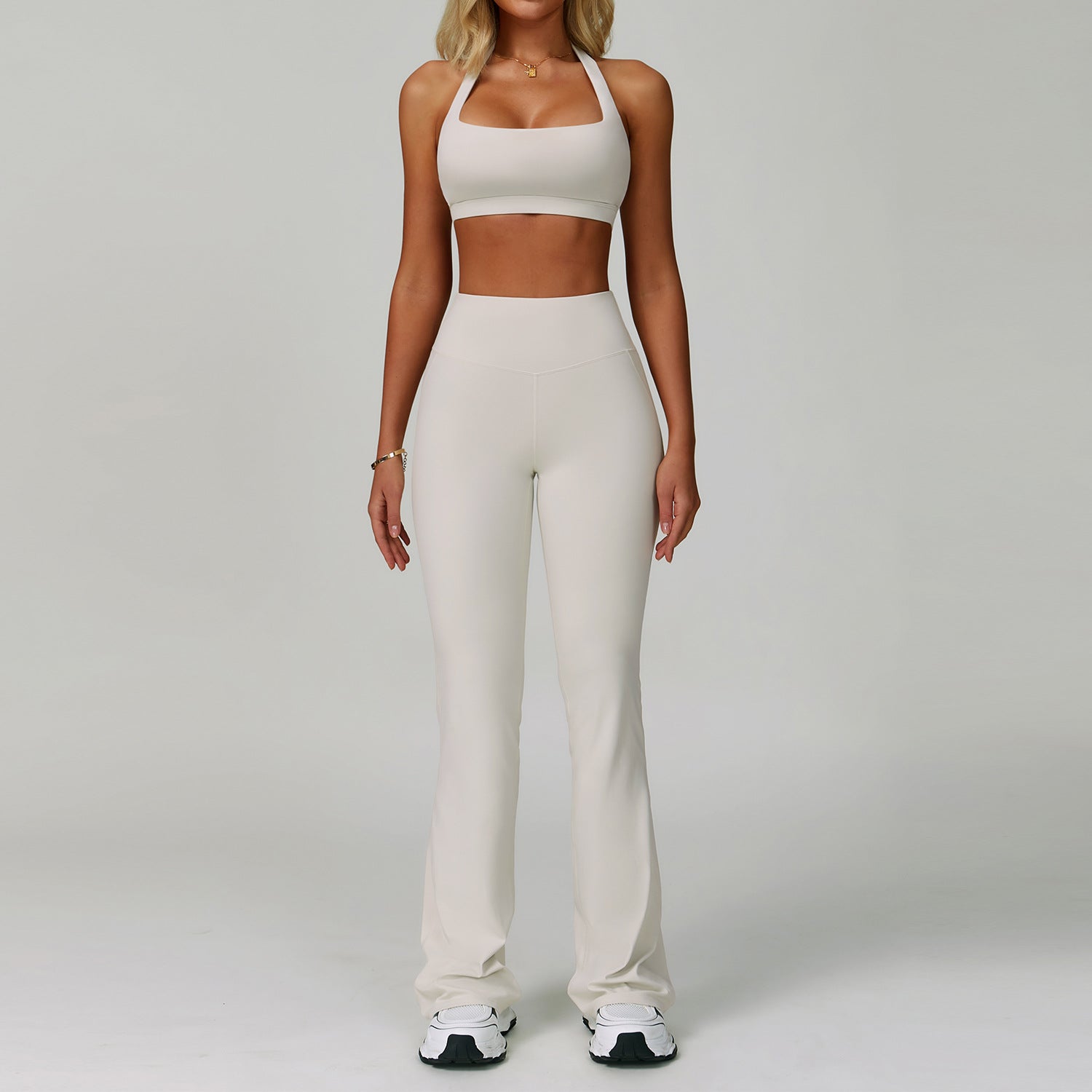 Womens Backless Yoga Fitness Set High-Intensity Sportswear