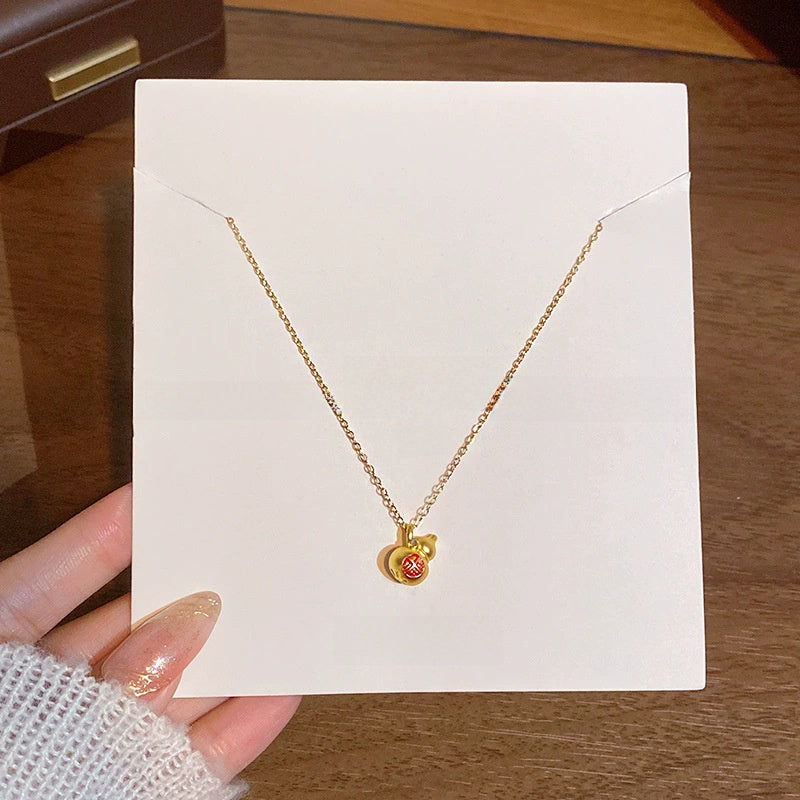Elegant Titanium Steel Zircon Pearl Pendant Necklace