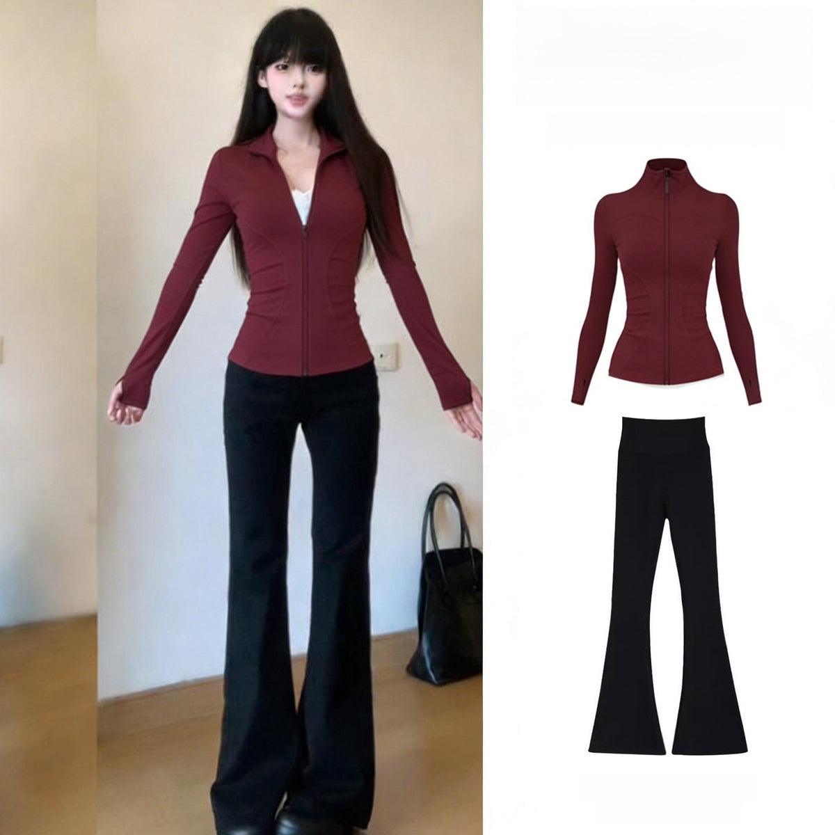 Women's 2-Piece Quick-Dry Long Sleeve Yoga Running Sports Set