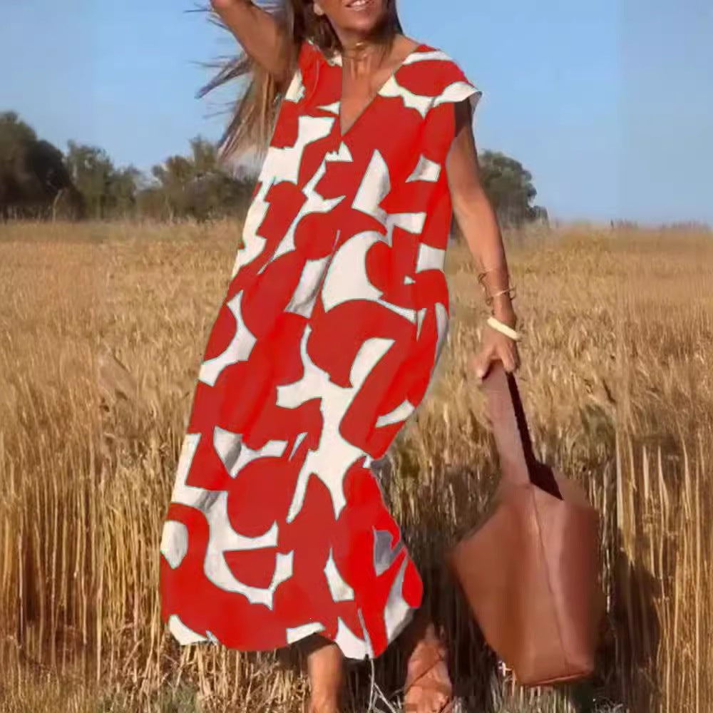 Fashion V-neck long dress for women
